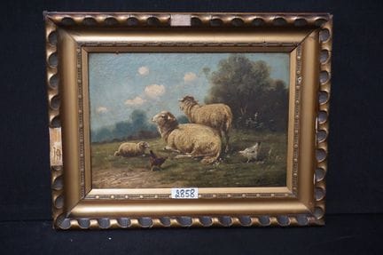 PAUL SCHOUTEN (1860 - 1922) - « Moutons et poules 