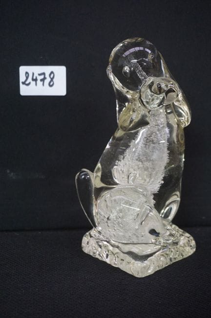 vintage glass figurine - "dog" - H: 18 cm