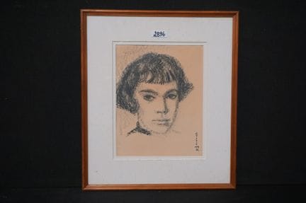 dessin au fusain - « portrait de jeune fille » - s