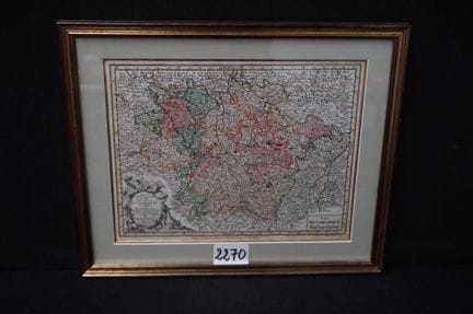 Mappa cartografica colorata della Lorena del XVIII