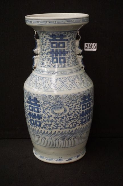 vaso cinese antico in porcellana - blu e bianco - 