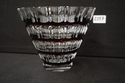 VAL SAINT LAMBERT  - 装饰艺术风格手工切割水晶花瓶 - 高：16 厘米 - 顶部