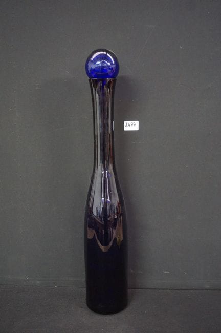 grand vase vintage en verre bleu cobalt - H : 66 c