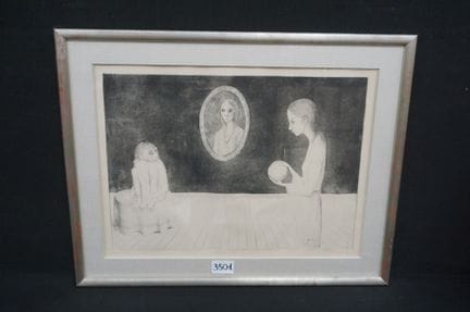 罗兰·德沃尔德（1938 -  ）——《与小猴子的对话》——大型蚀刻版画——铅笔签名——编号 12/