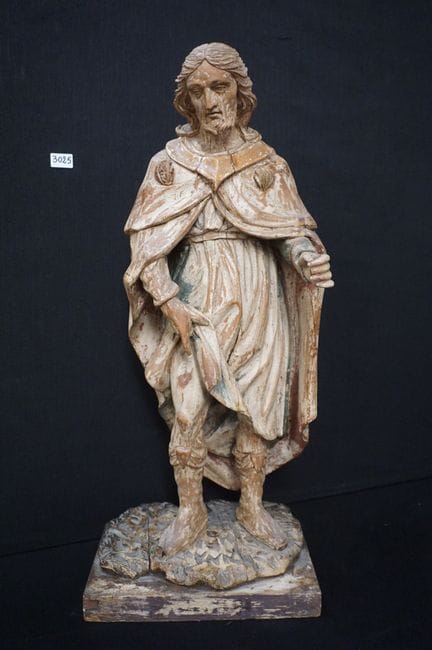 magnifique statue religieuse ancienne en bois - « 