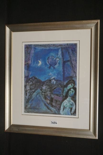 马克·夏加尔（1887—1985）（据原画）——《窗边的黄昏》——平版印刷——印版上签名——61 ×