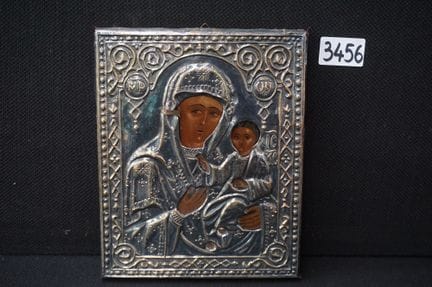 Ikone mit versilberter Riza – 22,5 x 18 cm