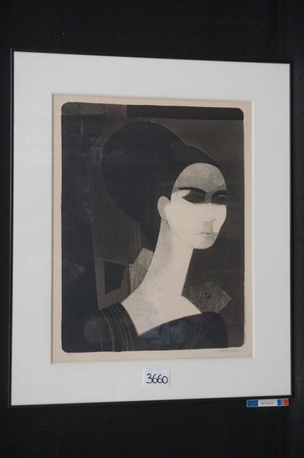 安德烈·米诺（1923 - 1986）——《黑眼睛肖像》——石版画——铅笔签名——编号 37/40—