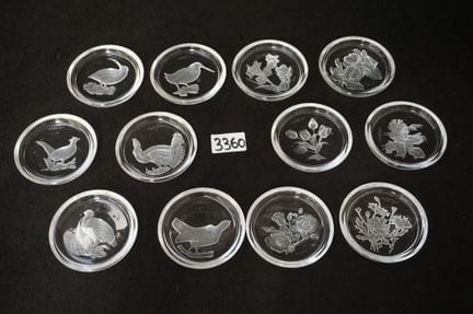 VAL SAINT LAMBERT - 12 crystal coasters - decorate