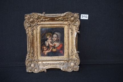 Cuadro religioso antiguo - «La Virgen con el Niño»