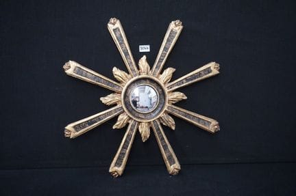 miroir solaire doré en bois - diamètre : 65 cm