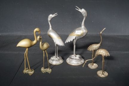 6 verschiedene Vintage-Vögel aus Metall – 3 Paare 