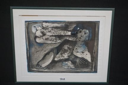 阿尔瓦尔·苏诺尔（1935 -  ）——《女人与鸽子》——石版画——铅笔签名——编号 35/45——