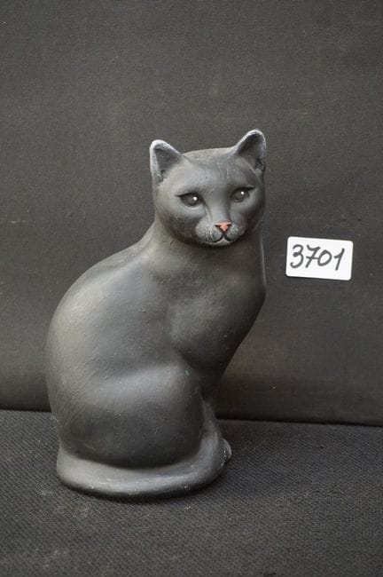 Skulptur – „Schwarze Katze“ – signiert – H: 20 cm