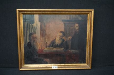painting - "Traditional Jewish Study Scene" - oil 