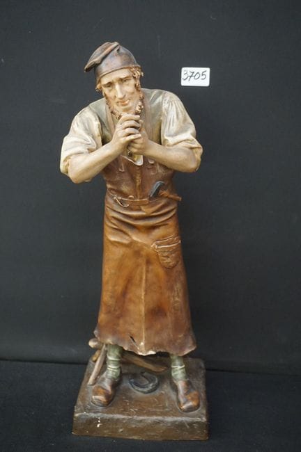 AUGUST KÜHNE (1845–1895) – „Der Hufschmied“ – Skul