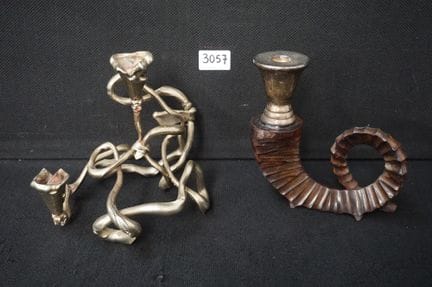 2 bougeoirs vintage en bronze - 1 de style CHAPMAN