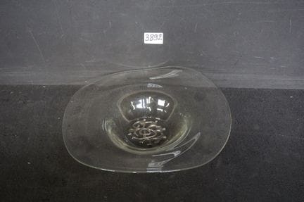 vintage glass bowl—decorated with dancing figures—
