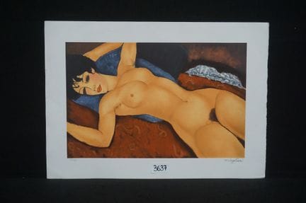 阿梅代奥·莫迪利亚尼（1884—1920）（据其作品）——《躺着的女人》——石版画——版面签名——编