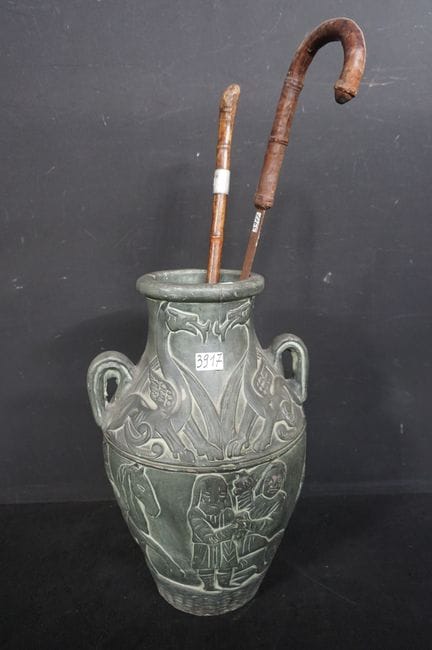 Large vase with walking sticks - vase height: 55 c