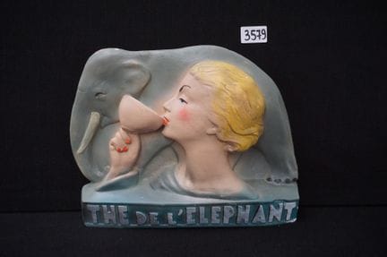 Werbefigur aus Gips – mehrfarbig – Vintage-Stil – 