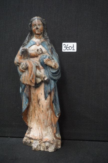 Antique religious wooden sculpture - "Madonna and 