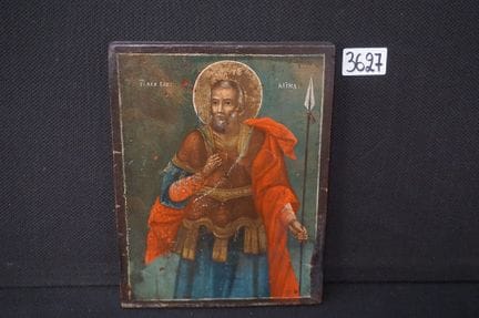 Antique Orthodox icon - "Saint Minas" - 26 x 20 cm