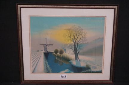 XAVIER DEGANS（1949 -  ）——《冬日风景》——石版画——54 x 67 厘米