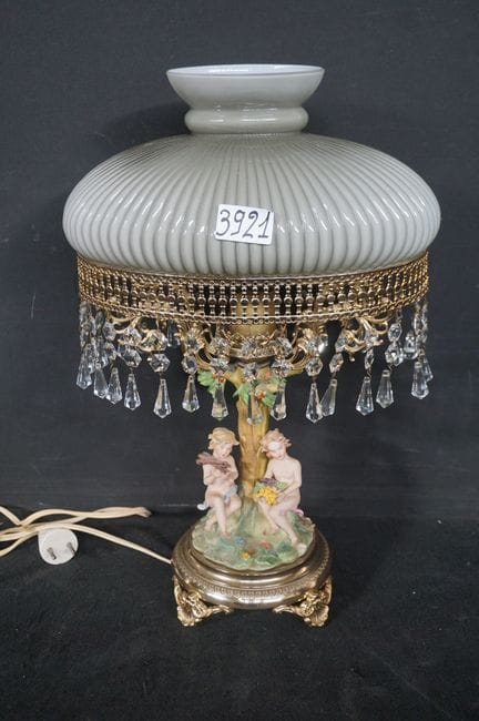 Italian vintage table lamp—with porcelain base—gre