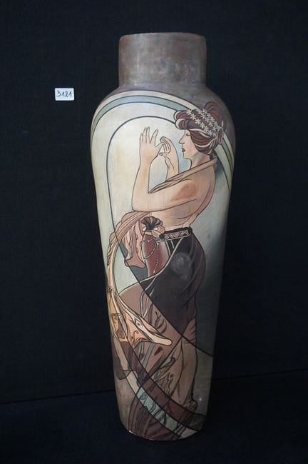 Jarrón grande de cerámica - estilo Art Nouveau - p