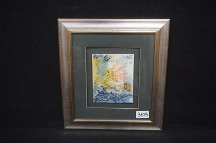 萨尔瓦多·达利（1904 - 1989）（仿作） - 《海王星》——陶瓷彩印——板面签名——编号 2