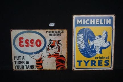 2 Werbetafeln aus Metall – im Retro-Stil – „MICHEL