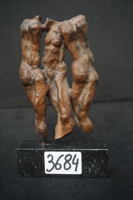 Modern bronze sculpture on a marble pedestal - "3 