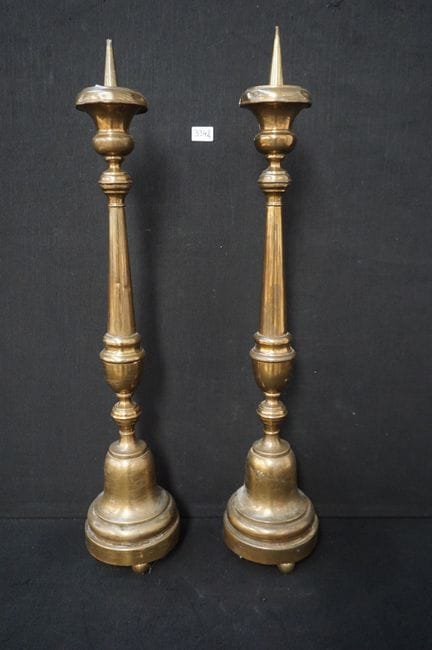 2 große Kirchenleuchter aus Kupfer – um 1900 – H: 