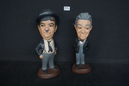 2 polychrome plaster sculptures - "LAUREL AND HARD