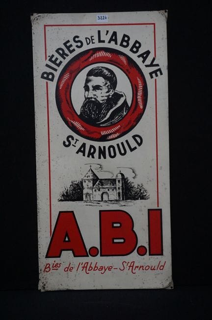 Vintage-Werbetafel aus Emaille – „BIERES DE L'ABBA