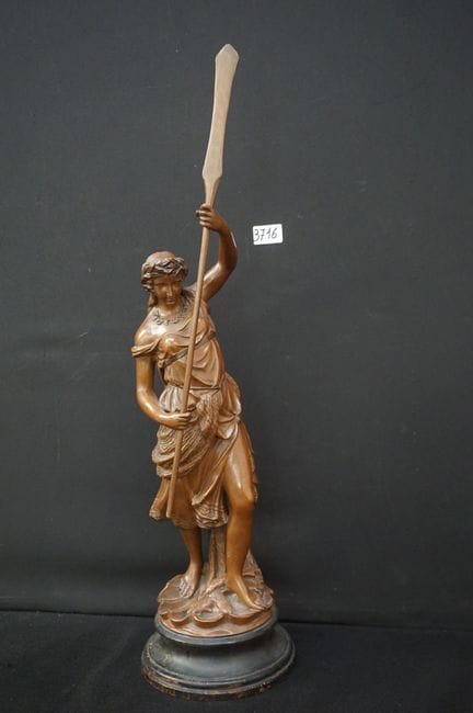 Große Terrakotta-Skulptur – „La pêcheuse“ – H: 75 
