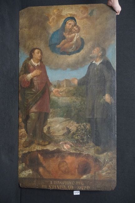 Gran cuadro religioso antiguo - «A DIVOZIONE DEL S
