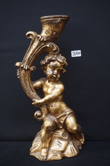 Large gilded plaster statue - "Putto with the Corn