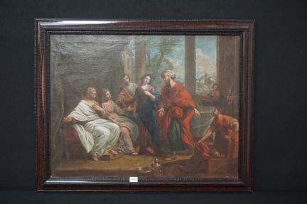 beau tableau religieux du 18ème siècle - "Scène bi