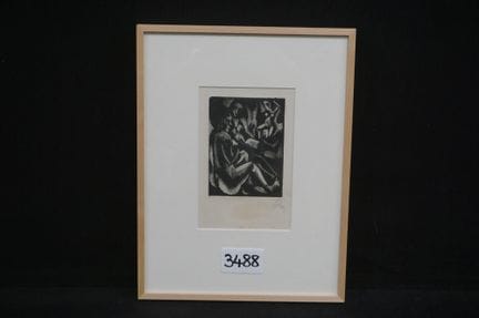 雷内-梅尔斯（RENE MELS，1909 - 1977）--蚀刻版画--字母图案--14 x 11