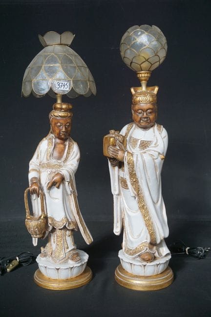 2 große Keramikfiguren / Stehlampen – chinesische 