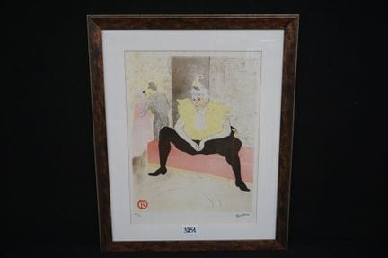 亨利·德·图卢兹-洛特雷克（1864—1901）（据其作品）—— 《坐着的女小丑》——丝网版画——版