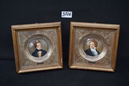 2 Miniaturgemälde – „FRANZ SCHUBERT“ und „LUDWIG V