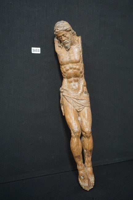 magnifique statue religieuse ancienne en bois - « 