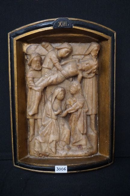 Exceptionnel bas-relief religieux en albâtre – pro