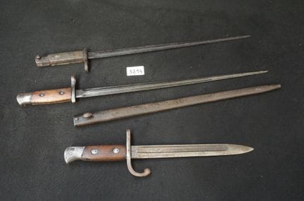 3 belgische Bajonette aus dem Ersten Weltkrieg