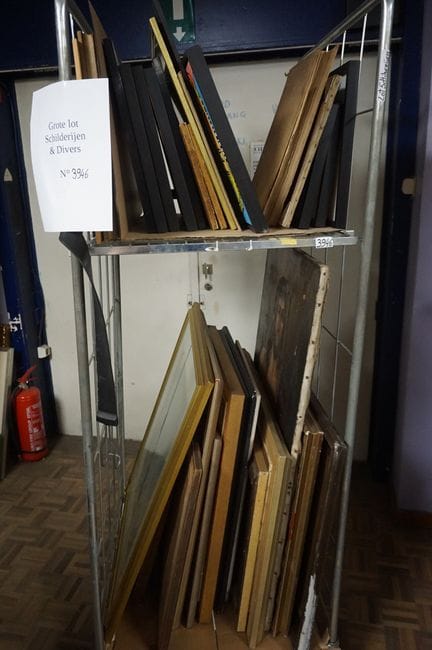 large lot of paintings and frames