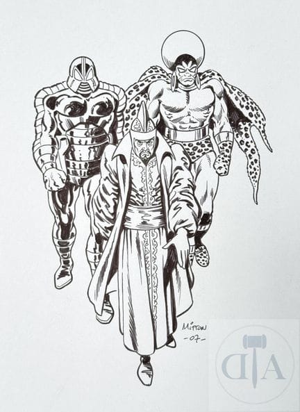 Mitton / Mikros.  Dessin original illustrant les 3