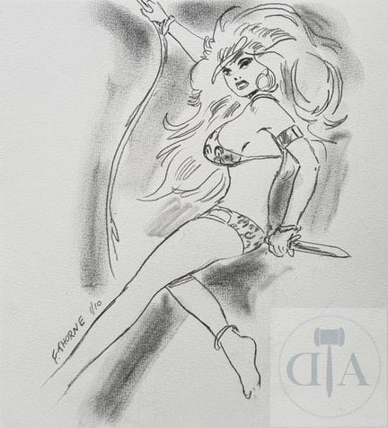 Thorne Frank / Jungle girl.   Dessin original réal
